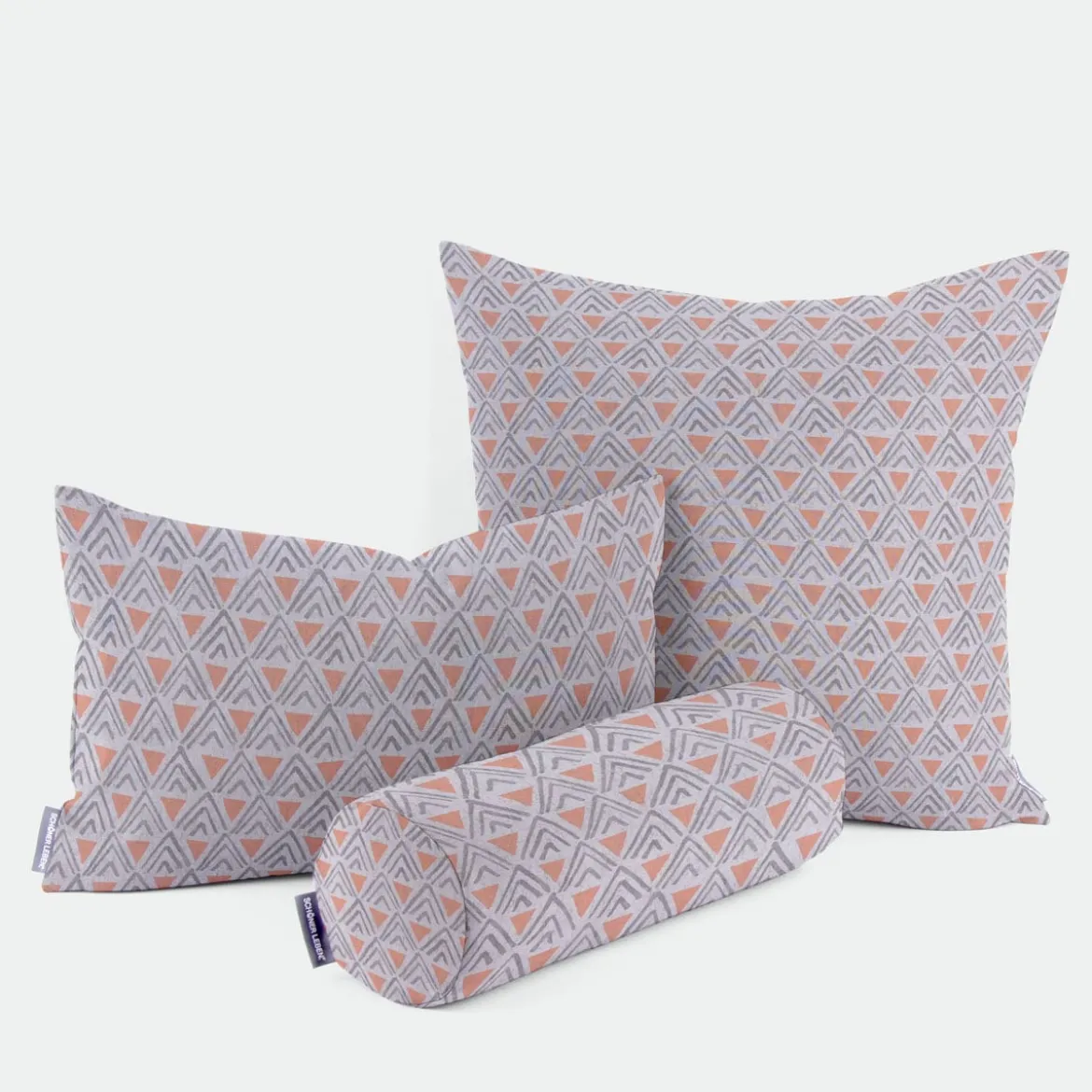 SCHÖNER LEBEN. Kissenhülle Dreiecke Retro weiß grau orange verschiedene Größen