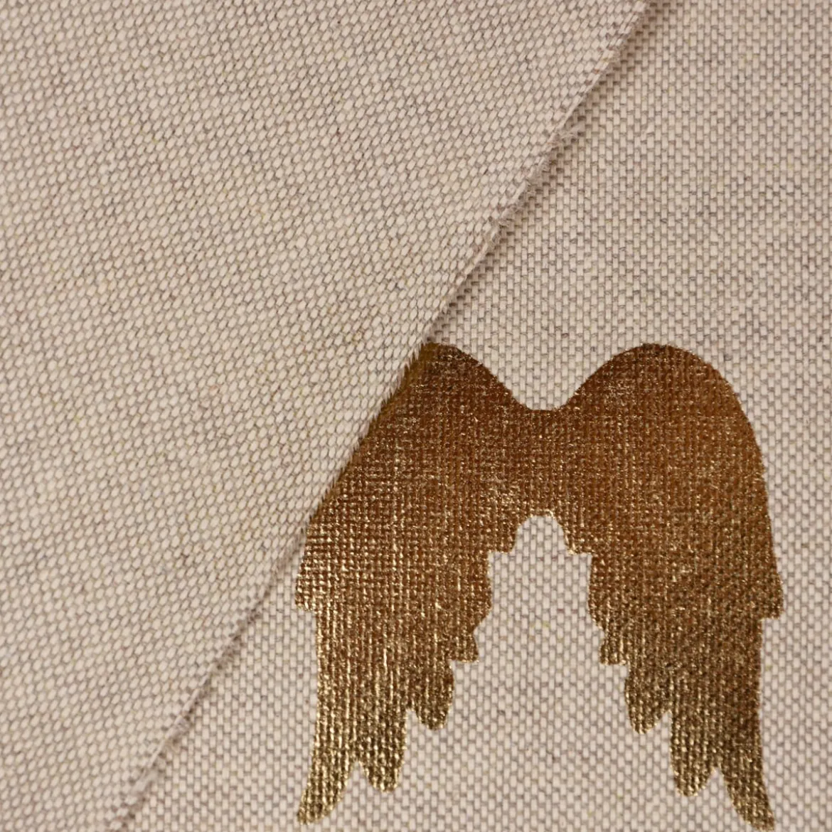 SCHÖNER LEBEN. Kissenhülle Engelsflügel natur gold metallic verschiedene Größen