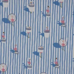 SCHÖNER LEBEN. Kissenhülle Flamingo Streifen maritim hellblau ecru verschiedene Größen