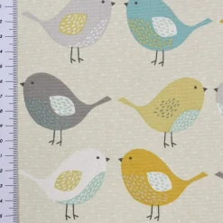 SCHÖNER LEBEN. Kissenhülle Fryett`s Birds Vögel beige grau mint senf verschiedene Größen