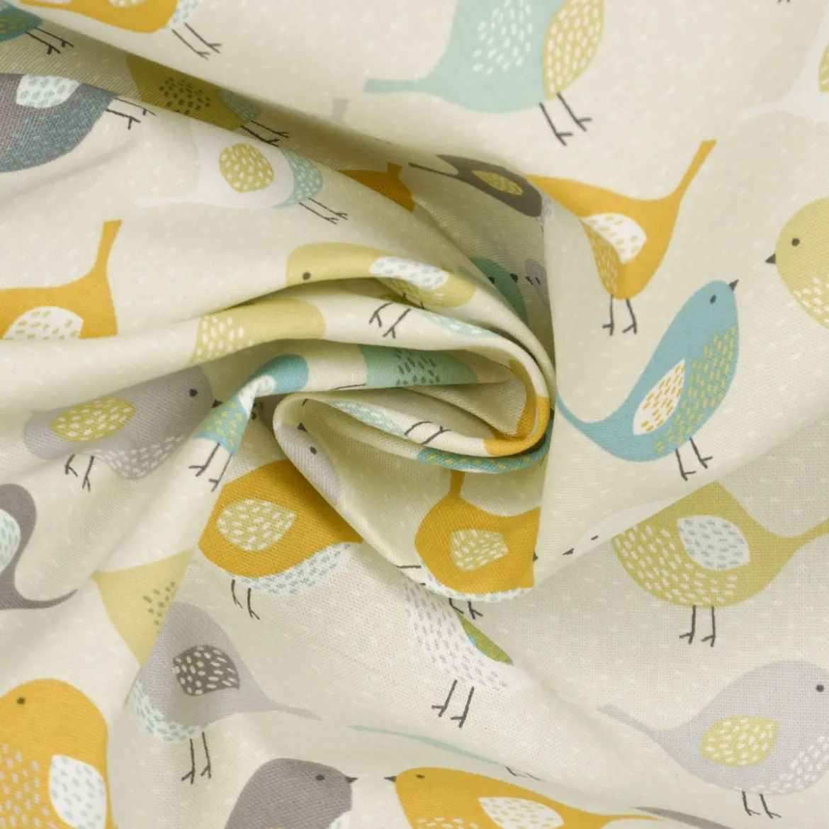 SCHÖNER LEBEN. Kissenhülle Fryett`s Birds Vögel beige grau mint senf verschiedene Größen