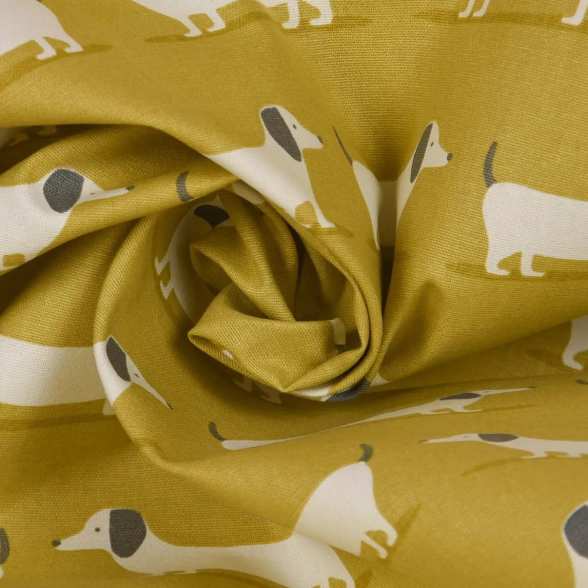 SCHÖNER LEBEN. Kissenhülle Fryett`s Dackel Dachshund senf gelb verschiedene Größen