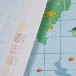 SCHÖNER LEBEN. Kissenhülle Fryett`s Halbpanama Kinder Weltkarte Tiere hellblau verschiedene Größen