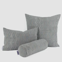 SCHÖNER LEBEN. Kissenhülle geometrisch Gitter tannengrün gold versch. Größen