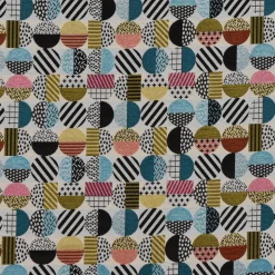 SCHÖNER LEBEN. Kissenhülle geometrisch Kreise weiß schwarz bunt verschiedene Größen