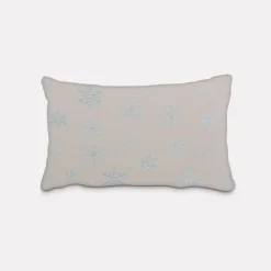 SCHÖNER LEBEN. Kissenhülle Ice Star Schneeflocken Eiskristalle beige hellblau silberfarbig verschiedene Größen