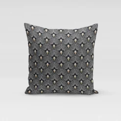 Schöner Leben Kissenhülle Jacquard Pfau Retro schwarz weiß goldfarbig 50x50cm