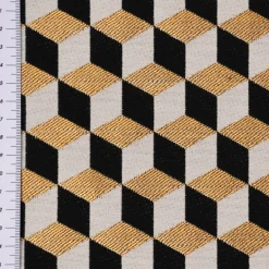 SCHÖNER LEBEN. Kissenhülle Jacquard Metallic Cube Geometric Luxury 3D Würfel schwarz gold ecru verschiedene Größen