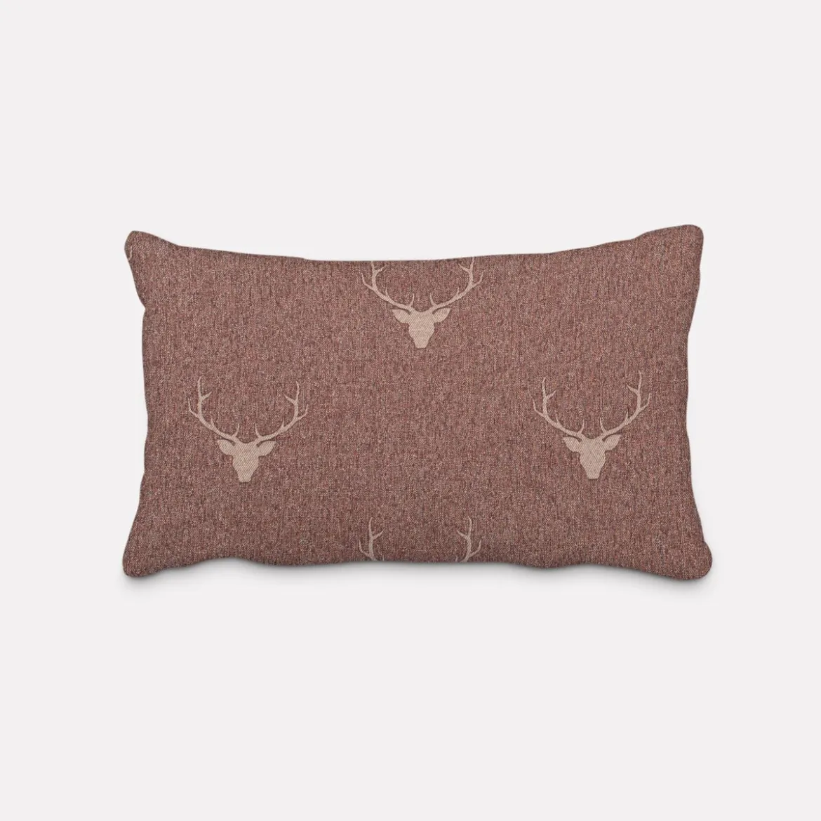 SCHÖNER LEBEN. Kissenhülle Jacquard Hirschkopf mit Geweih rotbraun beige verschiedene Größen