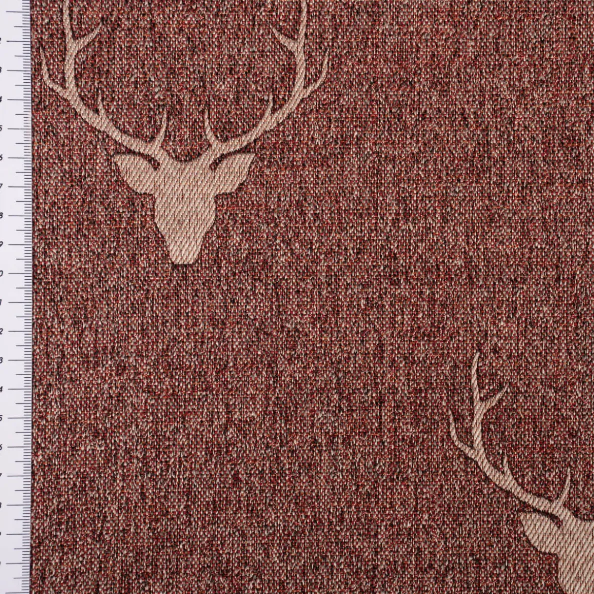 SCHÖNER LEBEN. Kissenhülle Jacquard Hirschkopf mit Geweih rotbraun beige verschiedene Größen