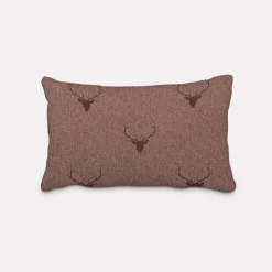 SCHÖNER LEBEN. Kissenhülle Jacquard Hirschkopf mit Geweih rotbraun dunkelrot verschiedene Größen