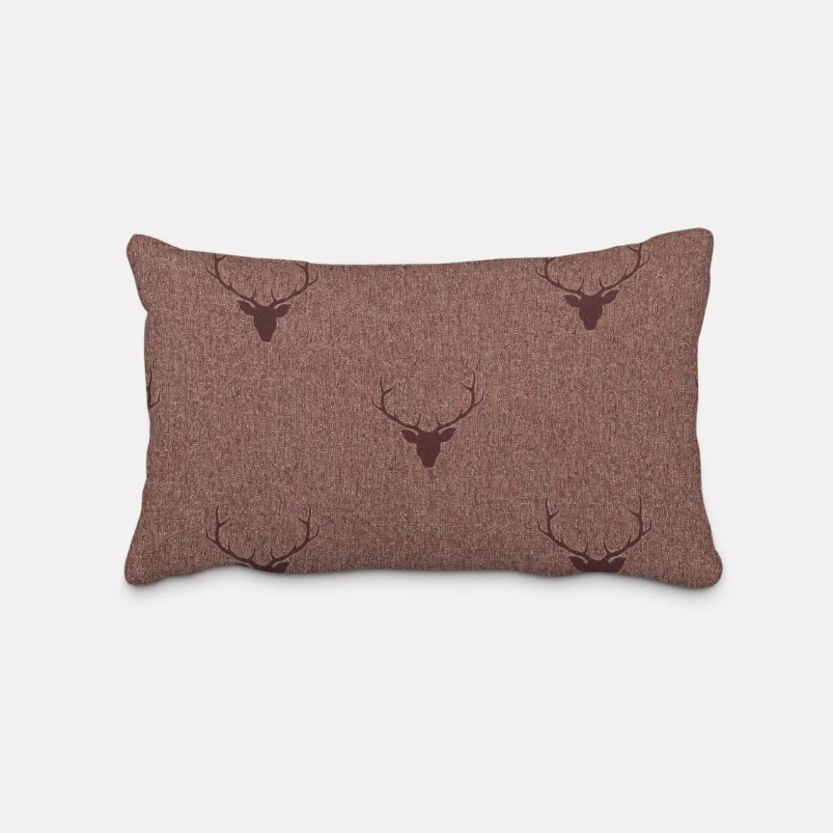 SCHÖNER LEBEN. Kissenhülle Jacquard Hirschkopf mit Geweih rotbraun dunkelrot verschiedene Größen