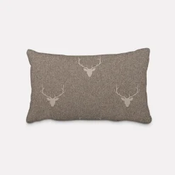SCHÖNER LEBEN. Kissenhülle Jacquard Hirschkopf mit Geweih braun beige verschiedene Größen