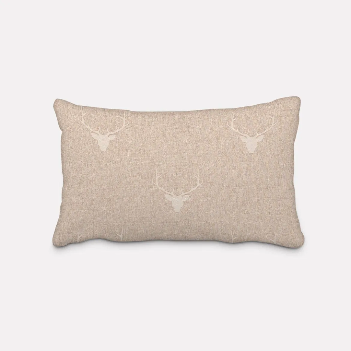 SCHÖNER LEBEN. Kissenhülle Jacquard Hirschkopf mit Geweih beige hellbeige verschiedene Größen