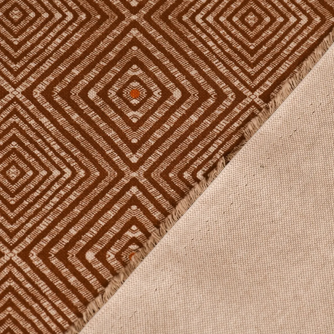 SCHÖNER LEBEN. Kissenhülle Leinenlook Ethnic Diamond Raute Ethno natur braun verschiedene Größen