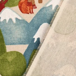 SCHÖNER LEBEN. Kissenhülle Leinenlook Wald Berge Wintertiere Fuchs Eule Waschbär natur grün blau verschiedene Größen