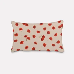 SCHÖNER LEBEN. Kissenhülle Leinenlook Poppy Flower Mohnblüten Allover natur rot verschiedene Größen