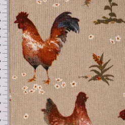 SCHÖNER LEBEN. Kissenhülle Leinenlook Chicken Farm Hühner natur braun verschiedene Größen