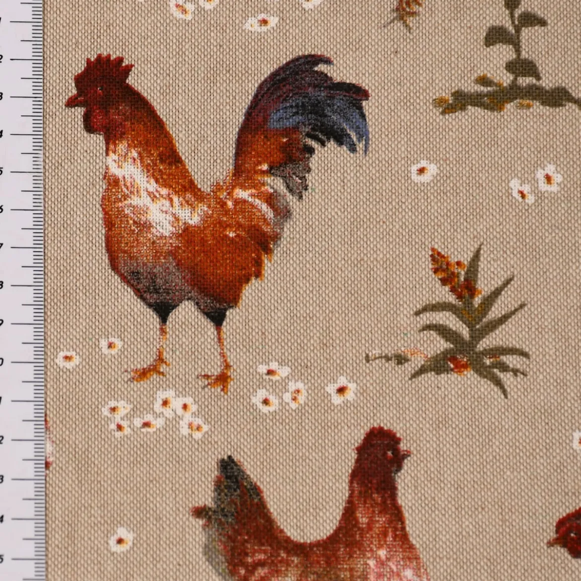 SCHÖNER LEBEN. Kissenhülle Leinenlook Chicken Farm Hühner natur braun verschiedene Größen