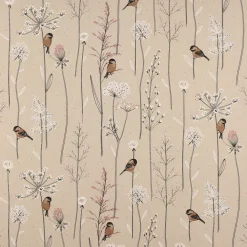 SCHÖNER LEBEN. Kissenhülle Leinenlook Soft Branch Blüten Gräser Vögel natur rosa verschiedene Größen