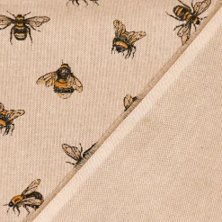 SCHÖNER LEBEN. Kissenhülle Leinenlook Bee Buzzing Bienen Hummeln natur gelb verschiedene Größen