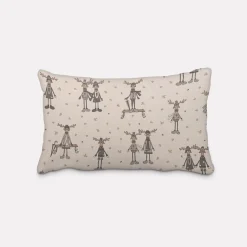 SCHÖNER LEBEN. Kissenhülle Leinenlook Moose Winter Elche Love natur grau beige verschiedene Größen