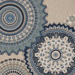SCHÖNER LEBEN. Kissenhülle Mandalas natur blau verschiedene Größen