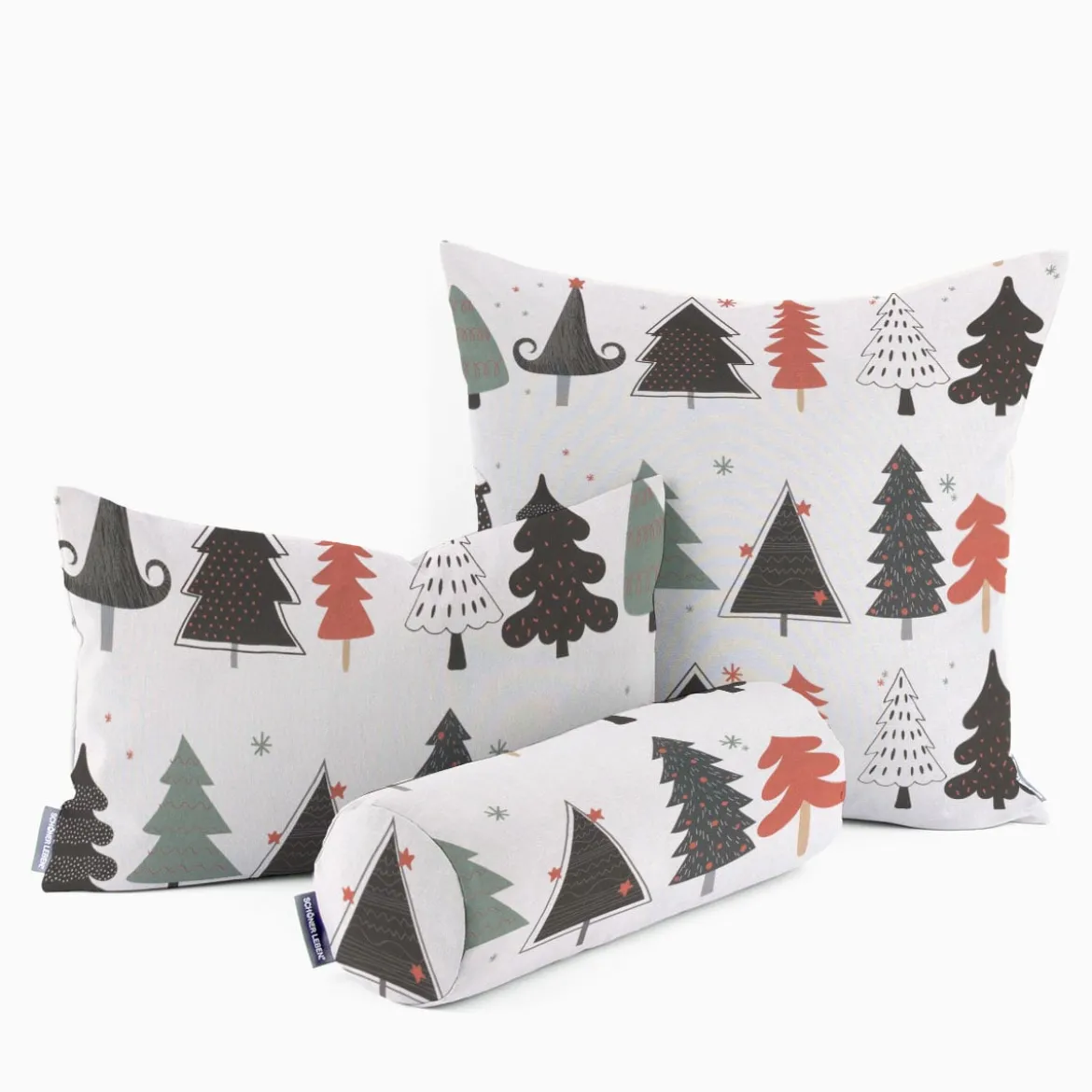 SCHÖNER LEBEN. Kissenhülle Merry Christmas Weihnachtsbaum ecru schwarz rot verschiedene Größen