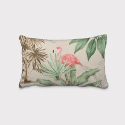 SCHÖNER LEBEN. Kissenhülle Outdoor Palmen Papagei Flamingo beige bunt versch. Größen