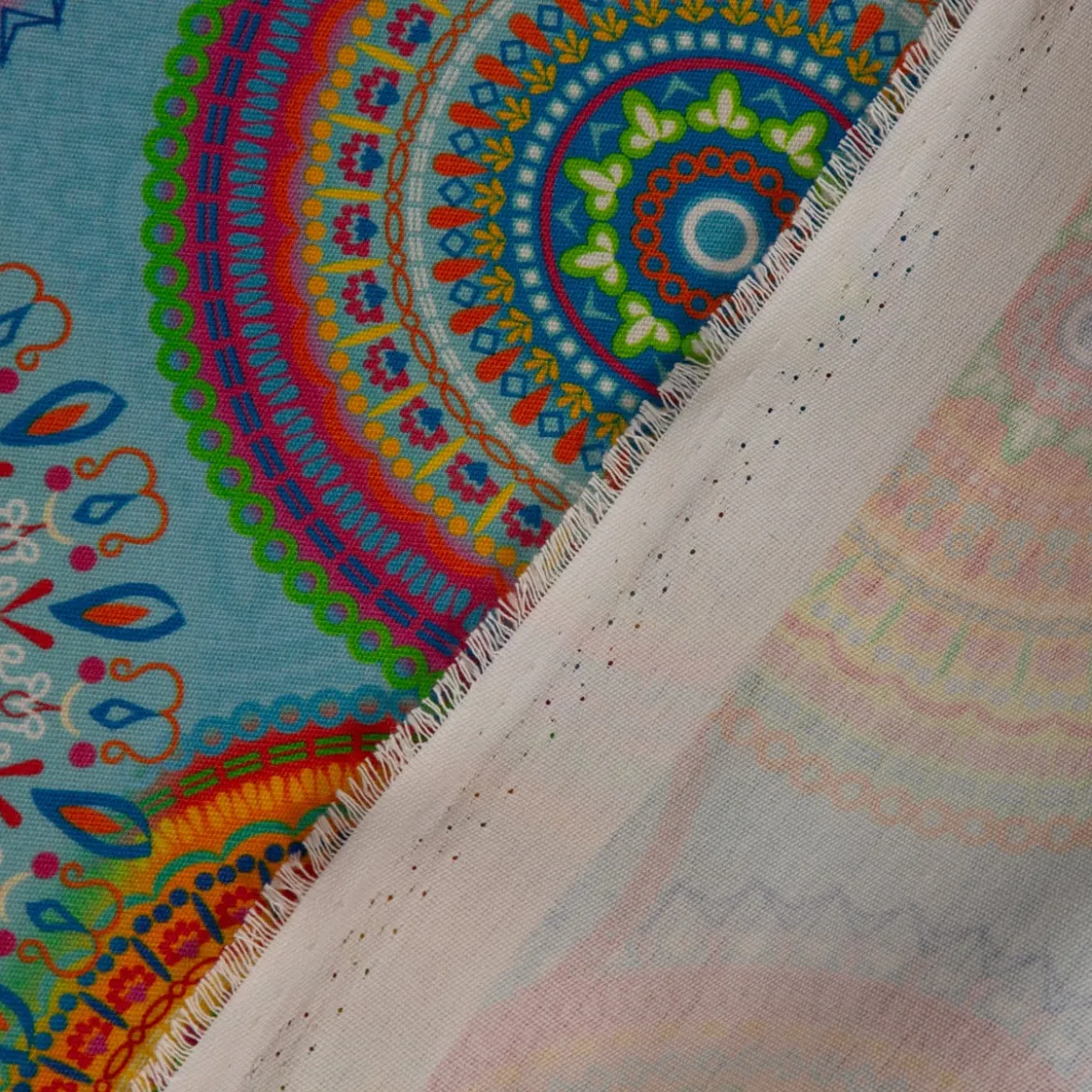 SCHÖNER LEBEN. Kissenhülle Outdoor Mandalas türkis mulitcolor verschiedene Größen