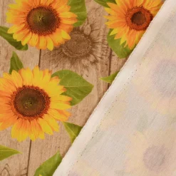 SCHÖNER LEBEN. Kissenhülle Outdoor Sunflower Sonnenblumen Holzlatten beige gelb verschiedene Größen