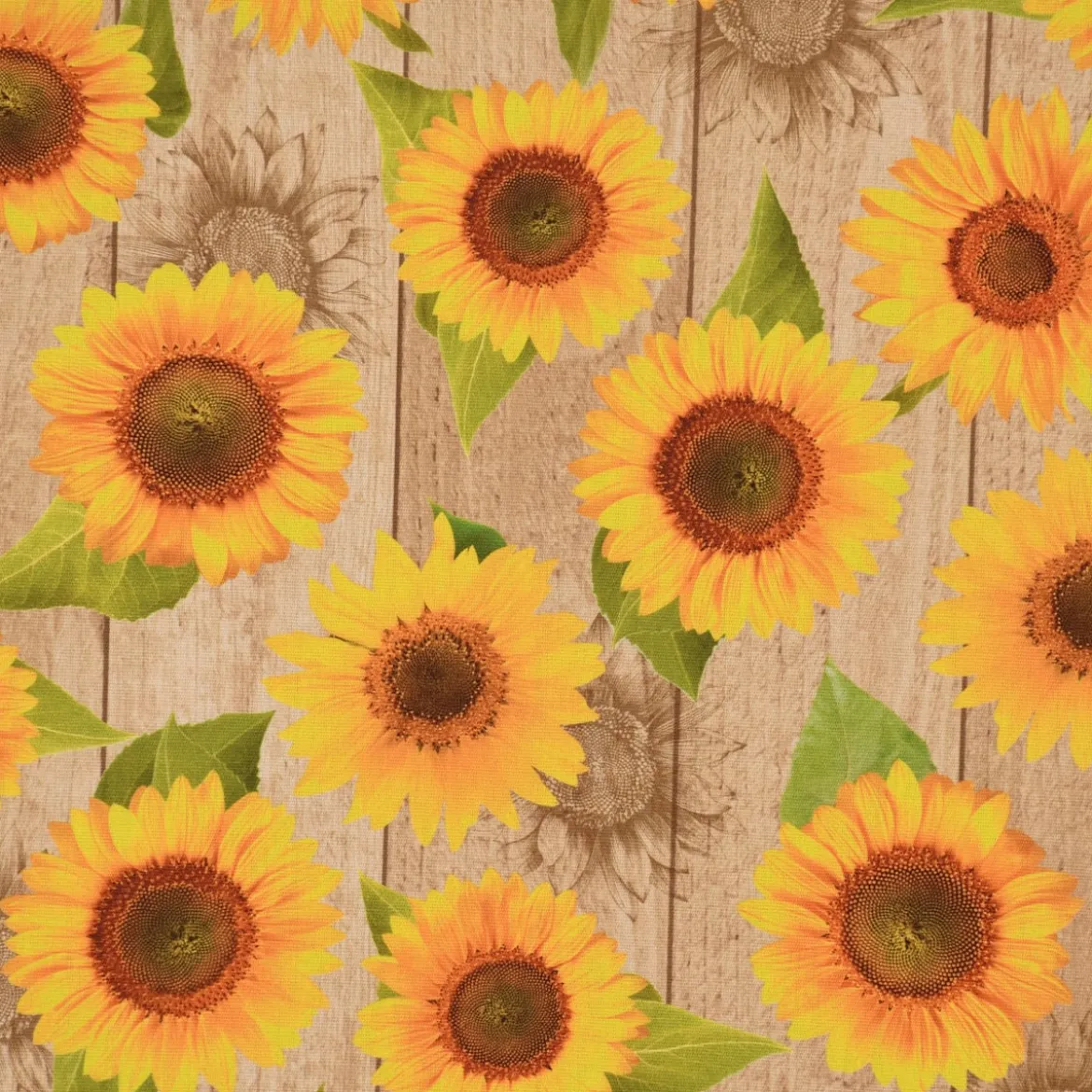 SCHÖNER LEBEN. Kissenhülle Outdoor Sunflower Sonnenblumen Holzlatten beige gelb verschiedene Größen