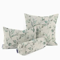 SCHÖNER LEBEN. Kissenhülle Outdoor Plant Lover Blätterzweige Aquarell mint grün verschiedene Größen