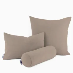 SCHÖNER LEBEN. Kissenhülle Outdoor nachhaltig antibakteriell polsterfähig wetterfest chlorresistent ölabweisend uni taupe verschiedene Größen