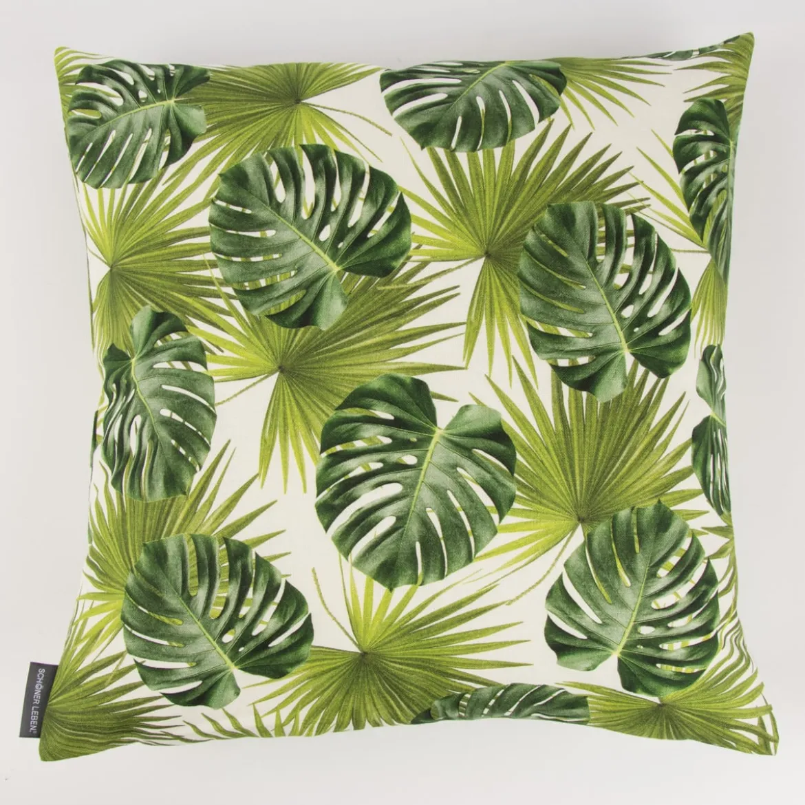 Schöner Leben Kissenhülle Palmen Blatt grün weiß 50x50cm