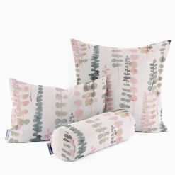 SCHÖNER LEBEN. Kissenhülle Ranken Blätter Aquarell weiß grün rosa verschiedene Größen
