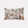 SCHÖNER LEBEN. Kissenhülle Retro Blätter Blumen wollweiß orange braun verschiedene Größen