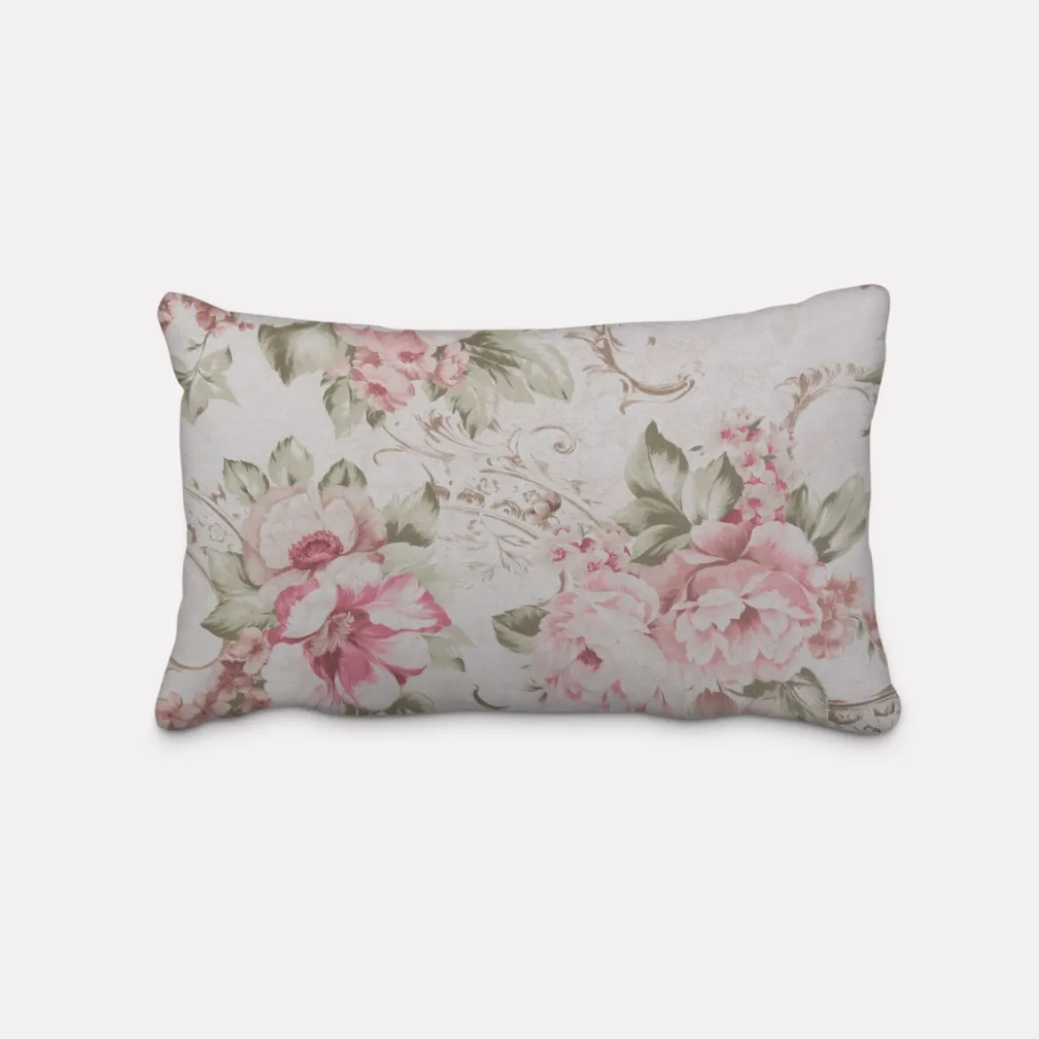 SCHÖNER LEBEN. Kissenhülle Rosen Pfingstrosen Blüten Ornamente creme rosa pink grün verschiedene Größen