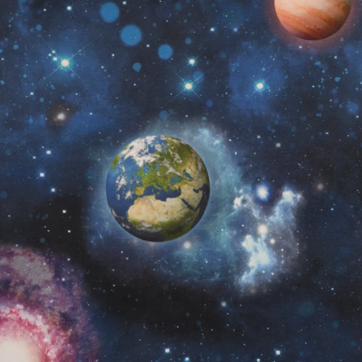 SCHÖNER LEBEN. Kissenhülle Samt Velvet Galaxy Future Planeten Weltall blau bunt verschiedene Größen