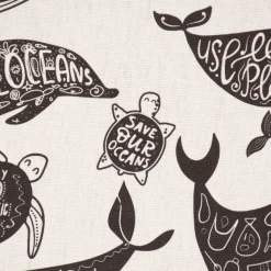 SCHÖNER LEBEN. Kissenhülle Save the Ocean Meerestiere schwarz weiß verschiedene Größen