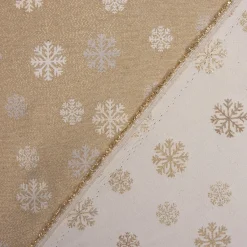 SCHÖNER LEBEN. Kissenhülle Schneeflocken beidseitig gold beige 50x50cm