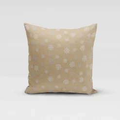 SCHÖNER LEBEN. Kissenhülle Schneeflocken beidseitig gold beige 30x50cm