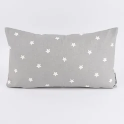 SCHÖNER LEBEN. Kissenhülle Twinkle Sterne grau weiß 30x50cm