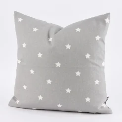 SCHÖNER LEBEN. Kissenhülle Twinkle Sterne grau weiß 40x40cm