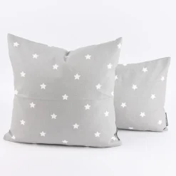 SCHÖNER LEBEN. Kissenhülle Twinkle Sterne grau weiß 40x40cm