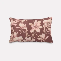 SCHÖNER LEBEN. Kissenhülle Velvet Deluxe Sweet Magnolia Magnolien bordeaux rosa verschiedene Größen