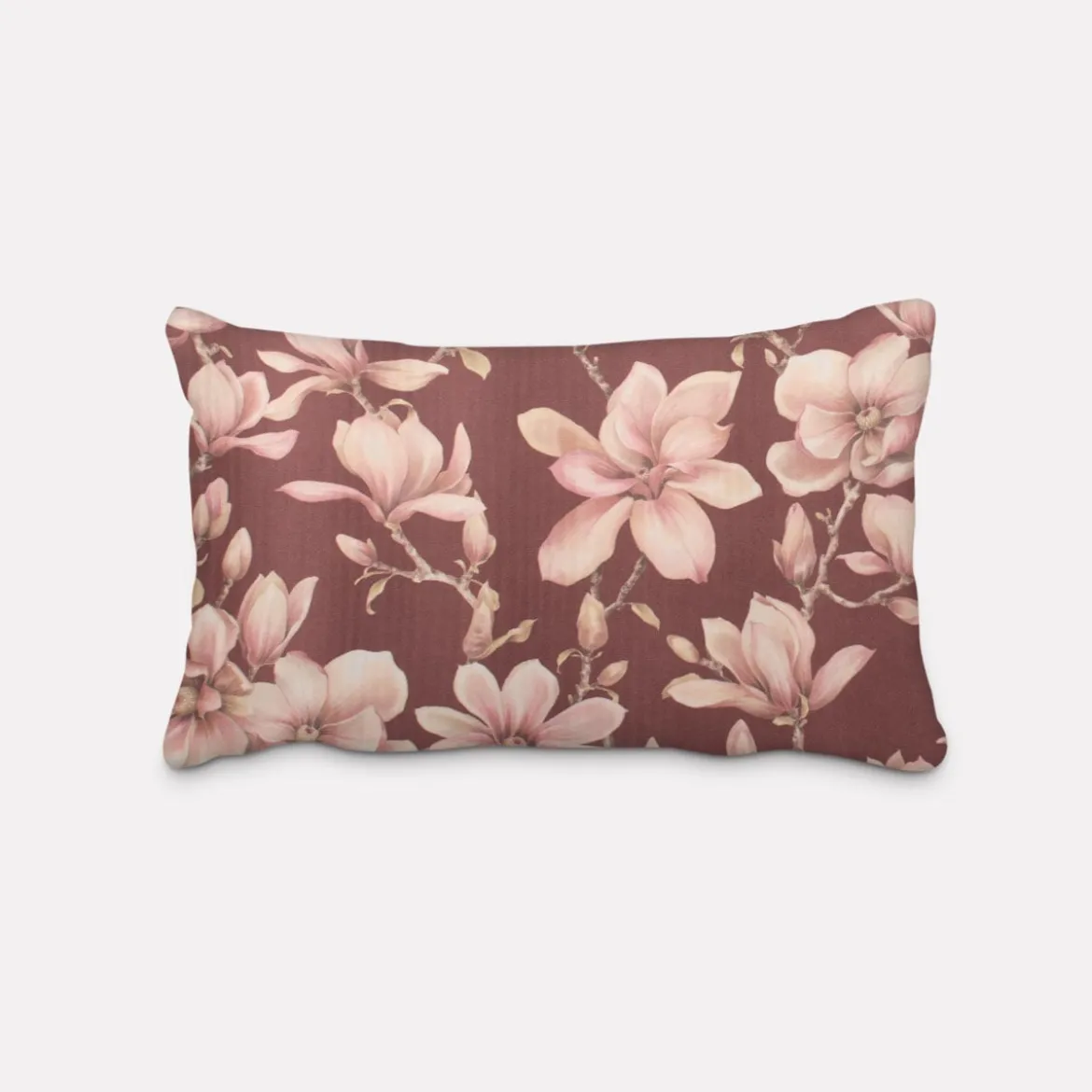 SCHÖNER LEBEN. Kissenhülle Velvet Deluxe Sweet Magnolia Magnolien bordeaux rosa verschiedene Größen