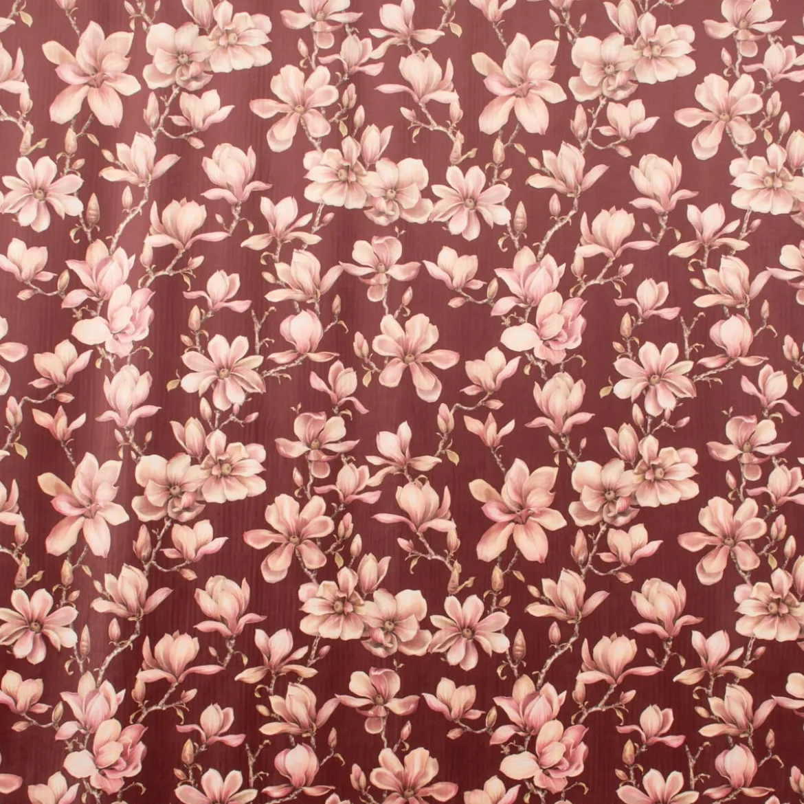 SCHÖNER LEBEN. Kissenhülle Velvet Deluxe Sweet Magnolia Magnolien bordeaux rosa verschiedene Größen