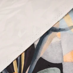 SCHÖNER LEBEN. Kissenhülle Velvet Digitaldruck Art Deco Blätter Formen schwarz orange verschiedene Größen