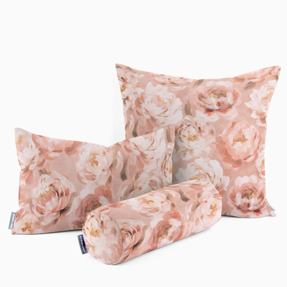 SCHÖNER LEBEN. Kissenhülle Velvet Deluxe Romantic Peony Dream Pfingstrosen rosa verschiedene Größen